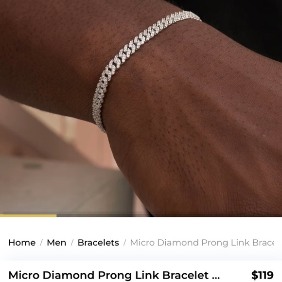 Micro Diamond Prong Link Bracelet - White Gold - Picture 2 of 5